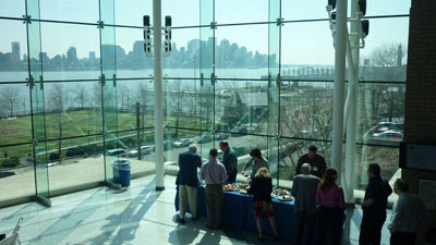 Lunch in the Stevens Attrium—looking towards Manhattan